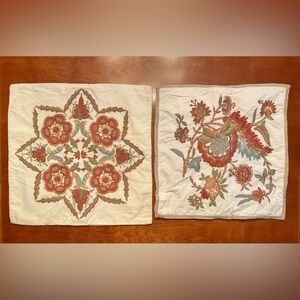 2 Pottery Barn Embroidered Pillow Covers